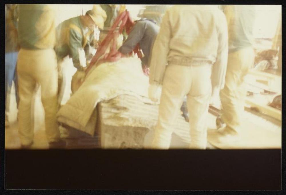 Installation process for "Isamu Noguchi Retrospective 1992," National Museum of Modern Art, Tokyo