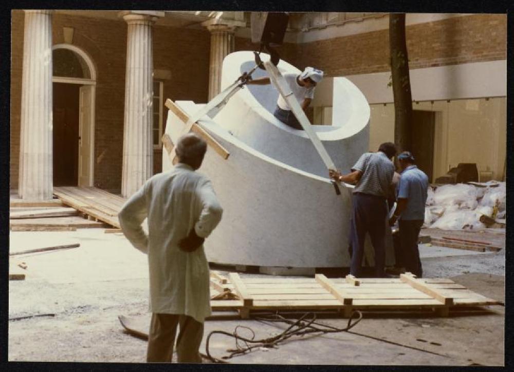 Construction of Slide Mantra for "Isamu Noguchi: What is Sculpture?" 1986 Venice Biennale