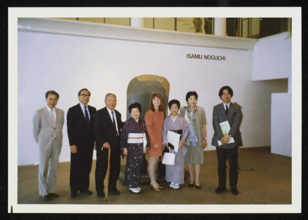 Masatoshi Izumi, Shoji Sadao, Masanori Kaneko, Bonnie Rychlak and Tsuneko Sadao with group at "Dear Heartfelt Friend, Isamu Noguchi," Marugame Genichiro-Inokuma Museum of Contemporary Art (MIMOCA) 