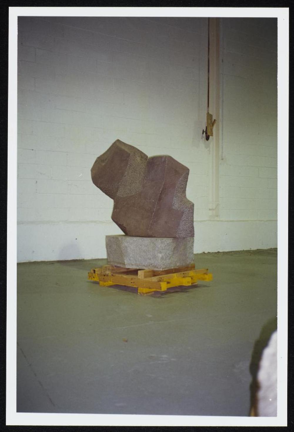 Installation process for "Relocated," The Noguchi Museum, April 10, 2001 - October 31, 2001.