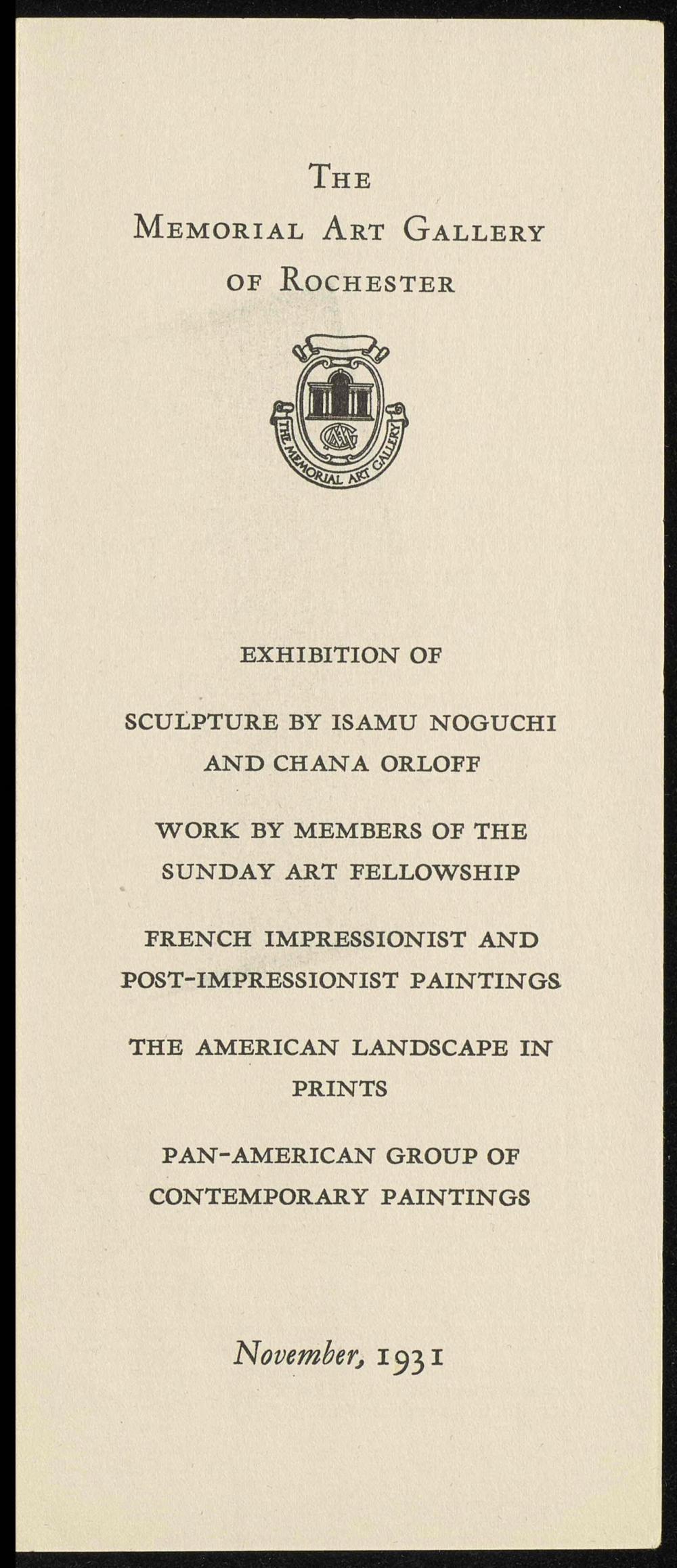 The Memorial Art Gallery of Rochester exhibition catalog