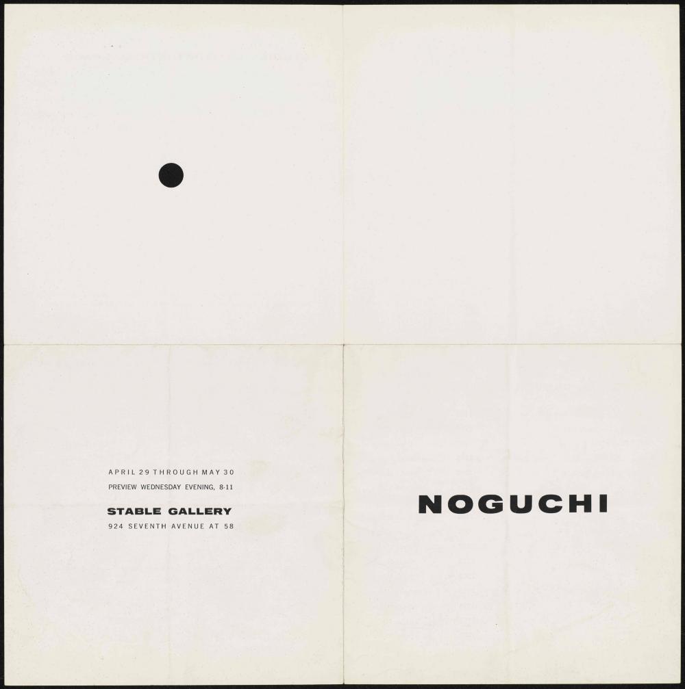 "Isamu Noguchi." Exhibition pamphlet. New York: Stable Gallery, 1959.