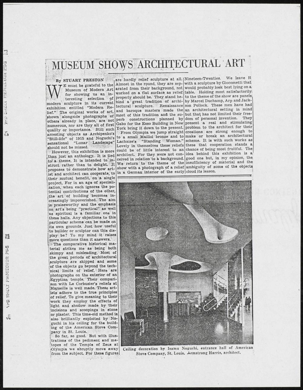 "Museum Shows Architectural Art"