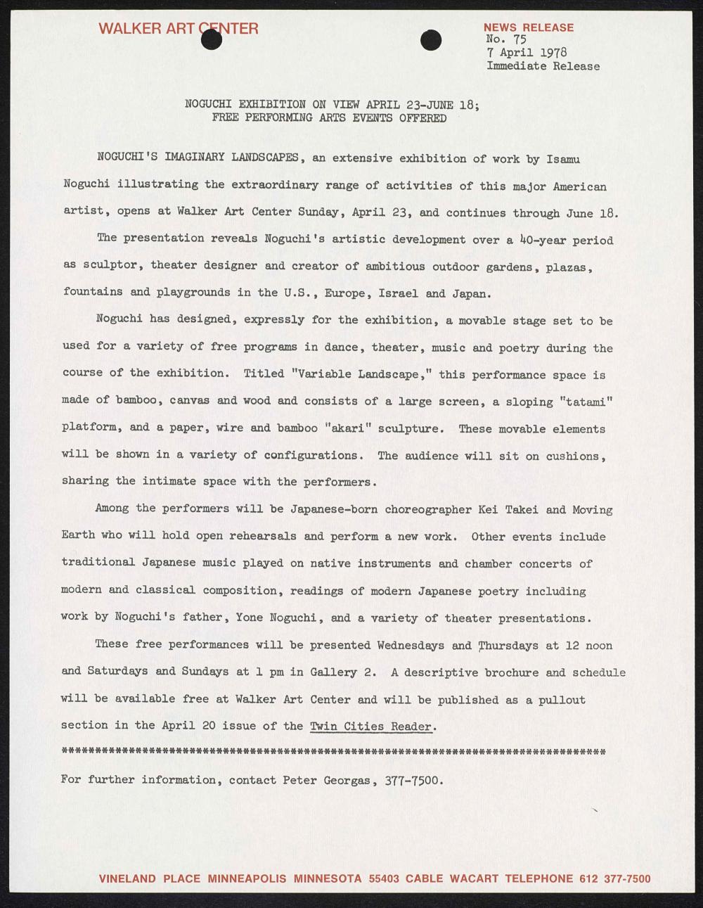 Walker Art Center press release
